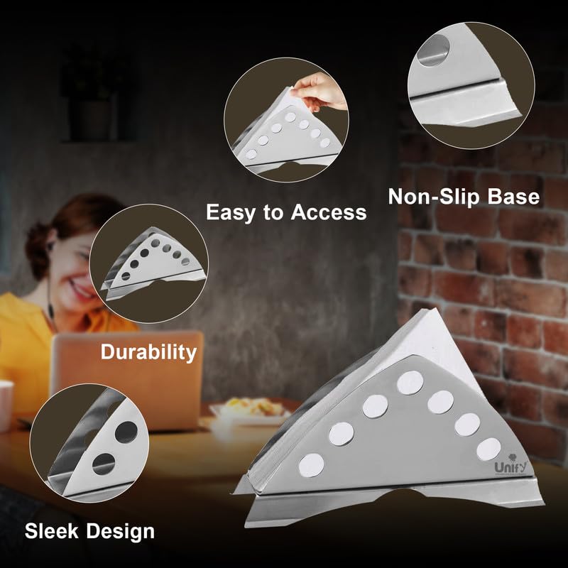 1 Pc Stainless Steel Napkin Holder – Matt Finish, Slotted Round, Kitchen & Dining