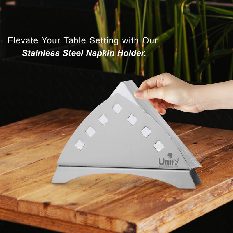1 Pc Stainless Steel Napkin Holder – Tissue Paper Stand for Kitchen, Dining Table, Restaurants, Cafes & Hotels, Matt Finish Slotted Square