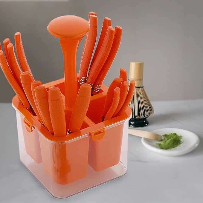 25-Piece Camry Stainless Steel Cutlery Set with Storage Box | Premium Spoons & Forks, Orange