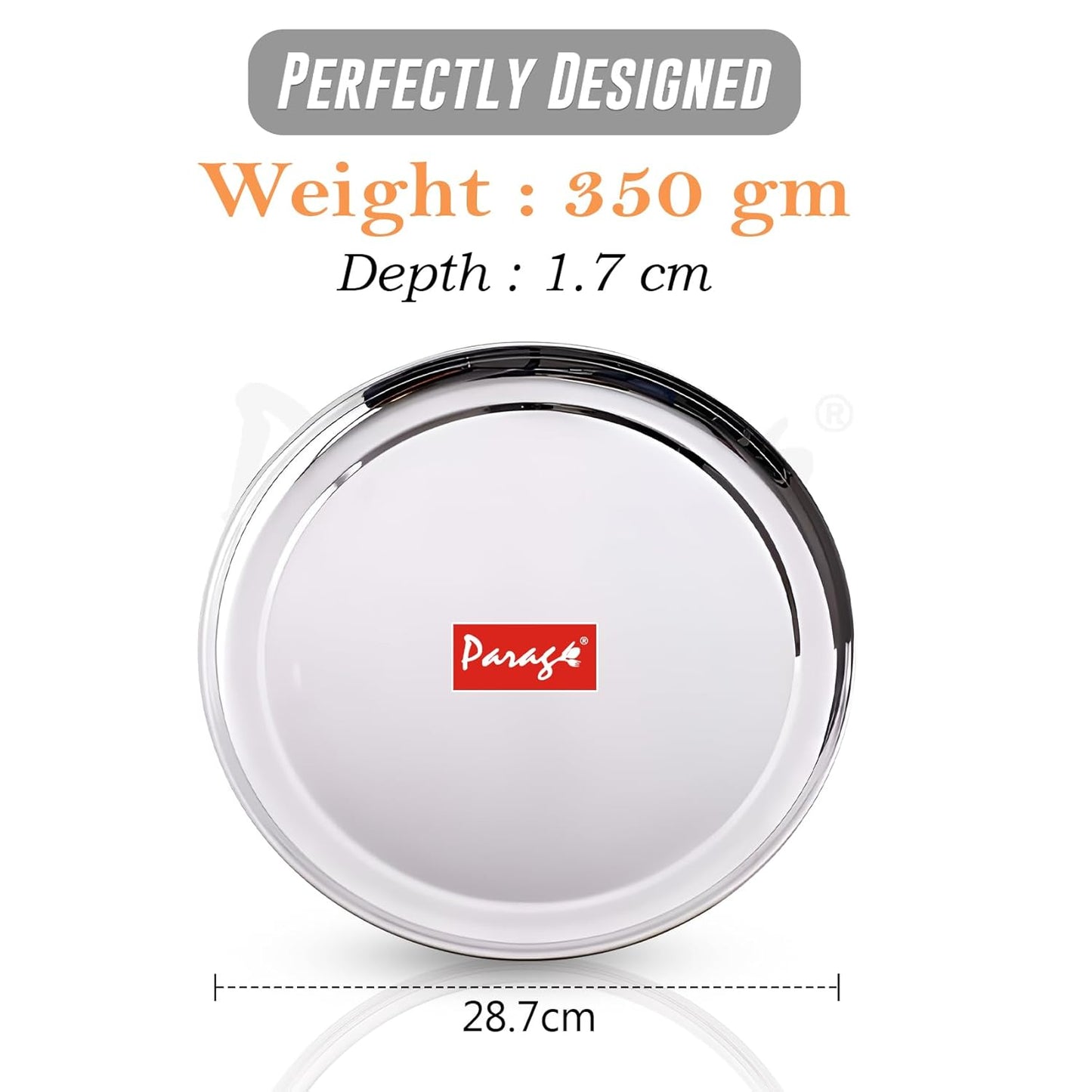12pc Stainless Steel Raj Bhog Plate | 12in Heavy Gauge | Silver