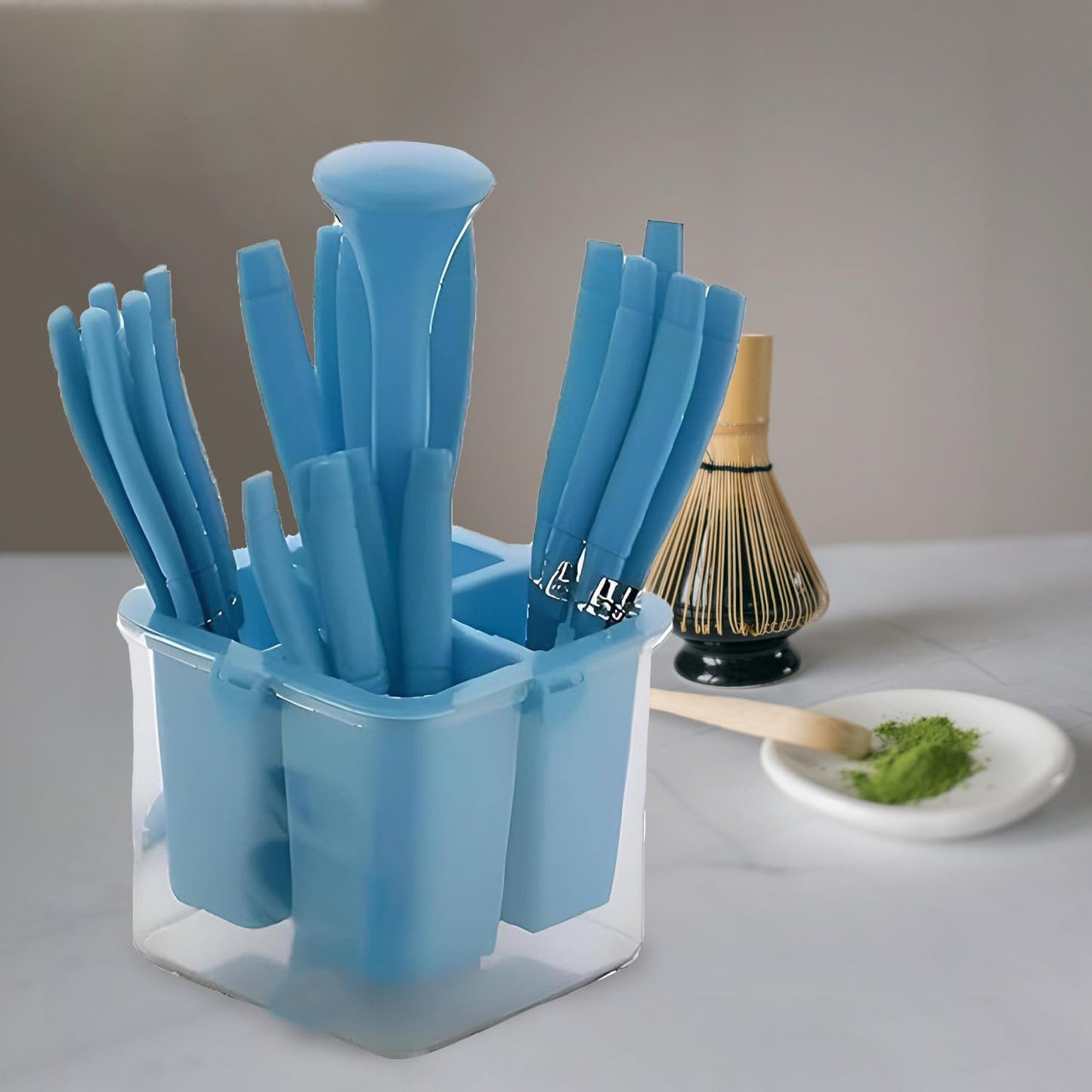 25-Piece Camry Stainless Steel Cutlery Set with Storage Box | Premium Spoons & Forks, Blue