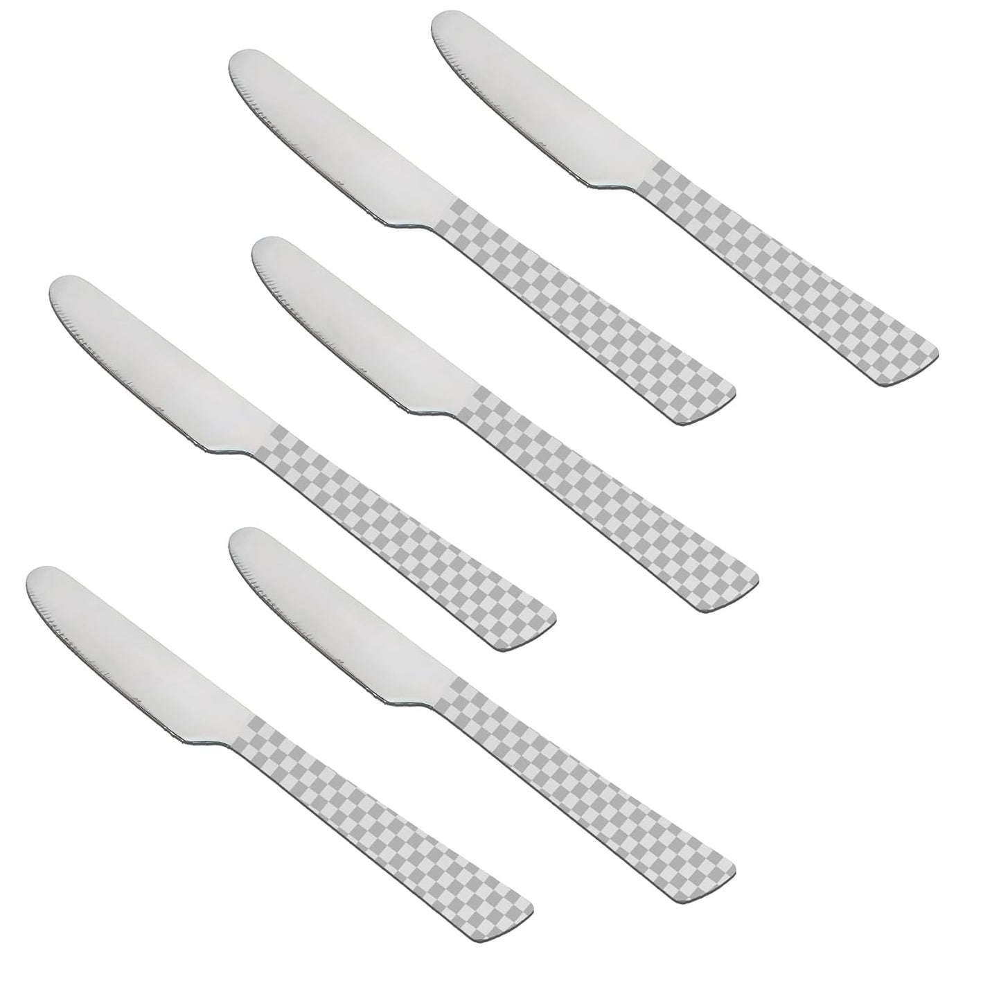 6 Pcs Stainless Steel Dinner Knives – 21 cm, Premium Butter Knife Set, Silver