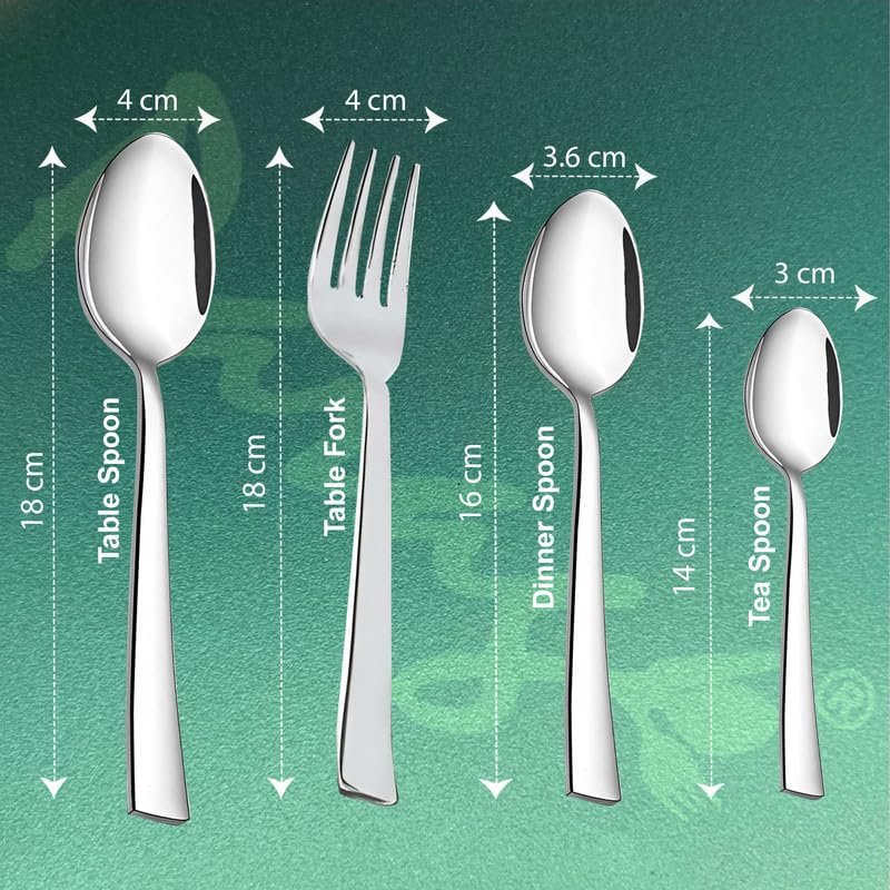 25 Pieces Regal Premium Stainless Steel Cutlery Set with Stand – Includes 6 Table Forks, 6 Table Spoons, 6 Dinner Spoons, 6 Tea Spoons, Stylish Spoon Set for Dining Table