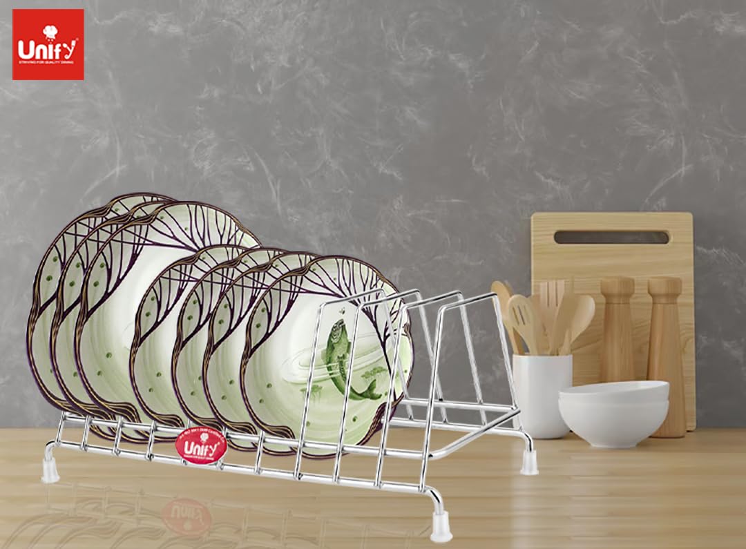 2 Pcs Stainless Steel Plate Rack & Lid Holder | Kitchen Utensil Stand (Silver)