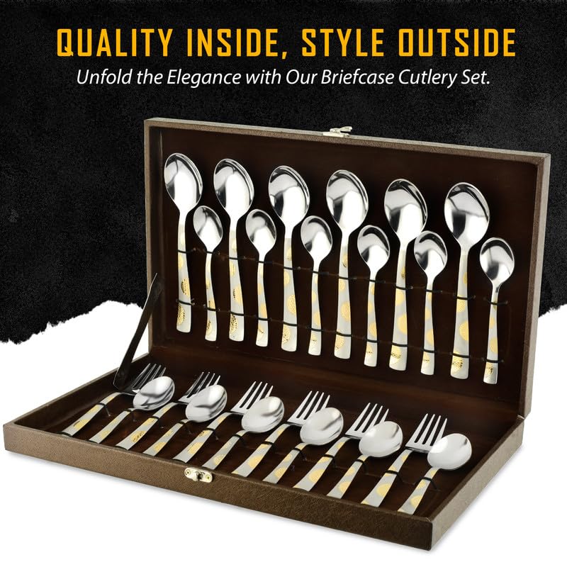 24pc Stainless Steel Golden Cutlery | Gift Box | Moonpress