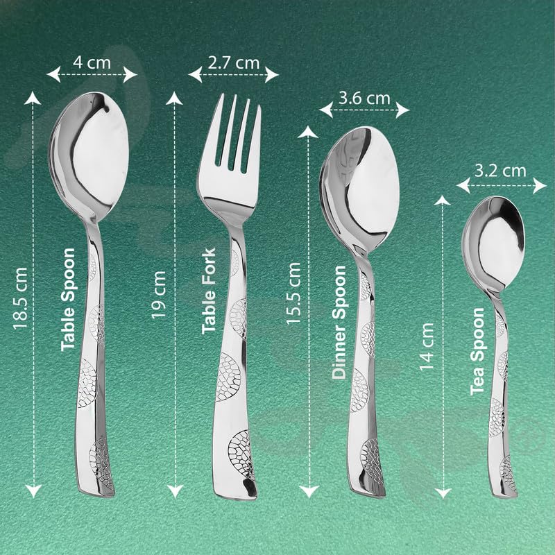 25 Pieces Regal Premium Stainless Steel Cutlery Set with Stand – Includes 6 Table Forks, 6 Table Spoons, 6 Dinner Spoons, 6 Tea Spoons, Stylish Spoon Set for Dining Table