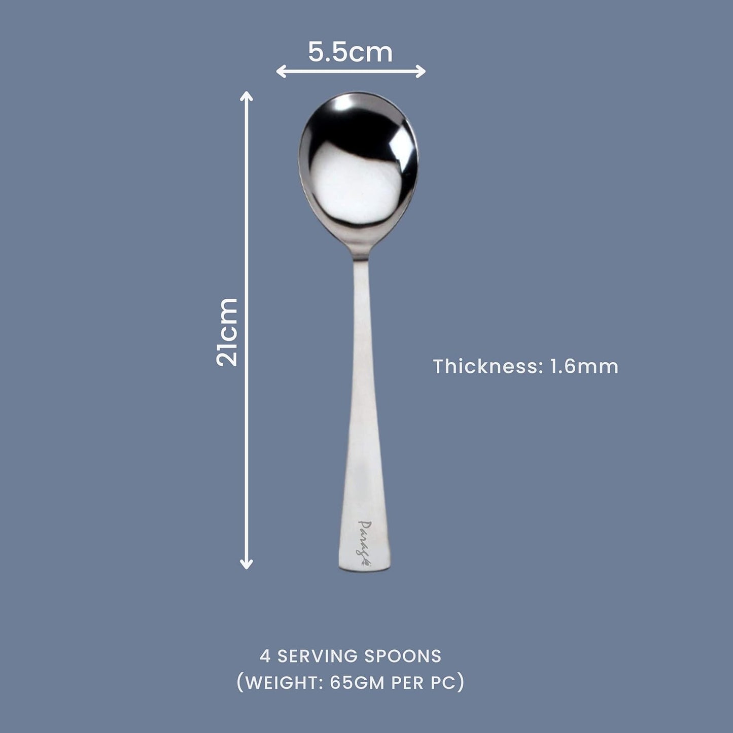 4 Pcs Stainless Steel Serving Spoon Set – Big Cooking Spoons, 21cm