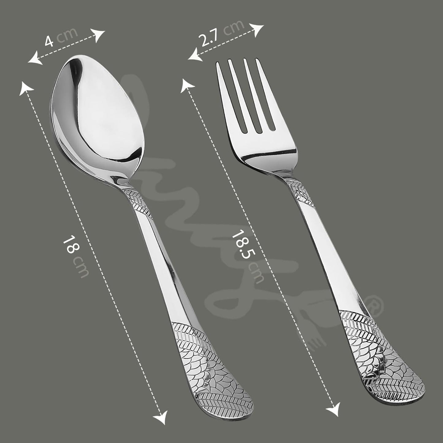12pc Stainless Steel Cutlery | 18.5cm Spoons & Forks | Silver