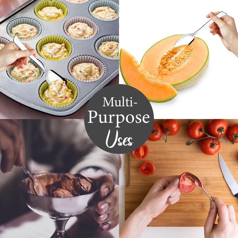 6 Pcs Stainless Steel Ice Cream Spoon Set – Silver, 13.5cm, Food Grade, Durable & Stylish Dessert Spoons for Home & Kitchen