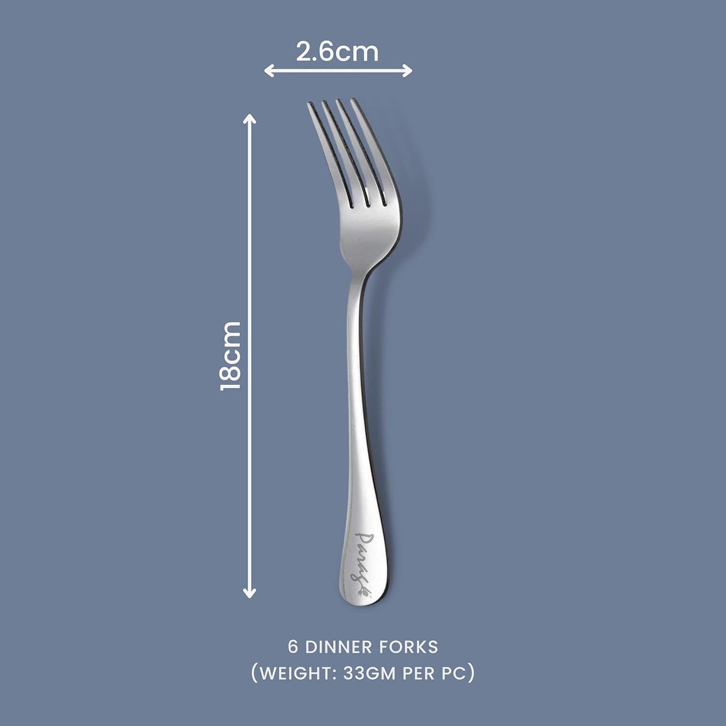 Stainless Steel Forks Set of 6, Fruit Forks for Dining Table, Silver Cutlery, 18.5 cm