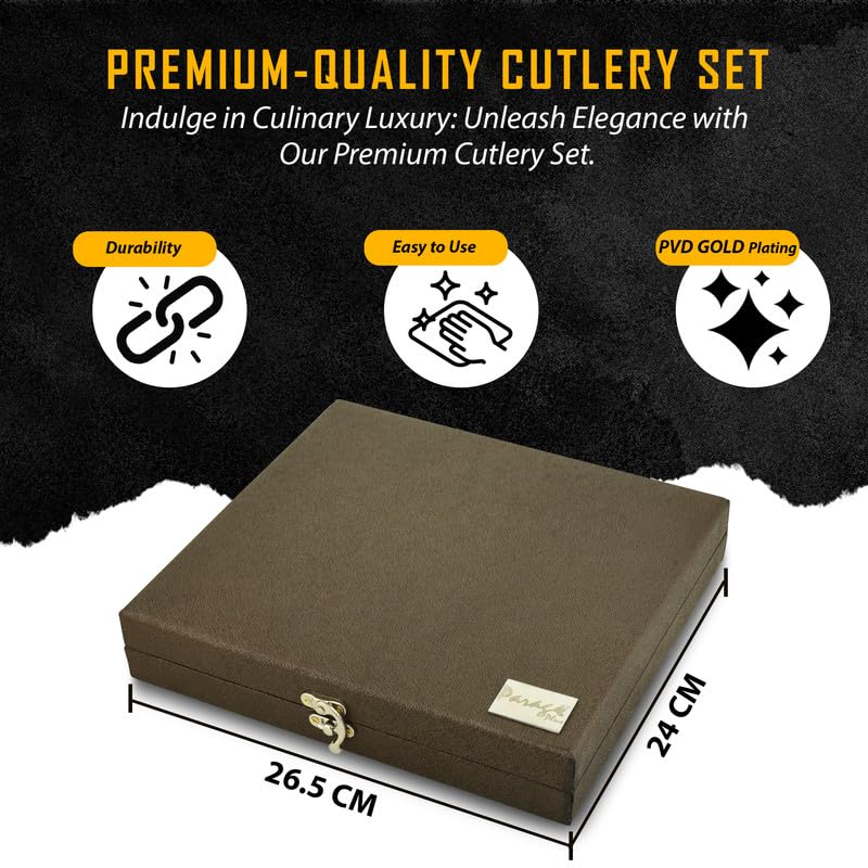 18pc Stainless Steel Golden Cutlery | Gift Box | PVD Gold