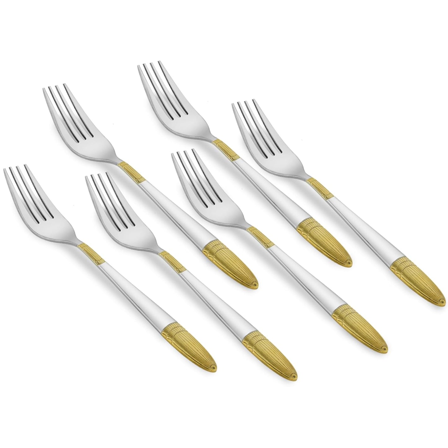 6 Pieces Stainless Steel 24K Gold Forks Set – 18 cm Premium Ivory Design Cutlery