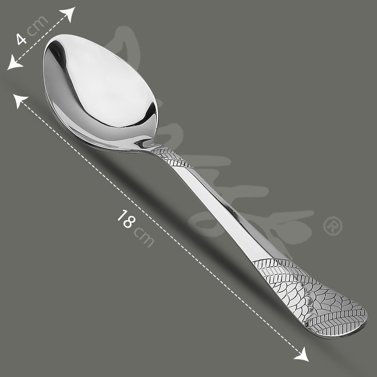 6 Pcs Stainless Steel Table Spoon Set – 18cm, Premium Large Spoons for Home & Kitchen, Luxury Tableware, Housewarming Gift, Silver, Imperial Design