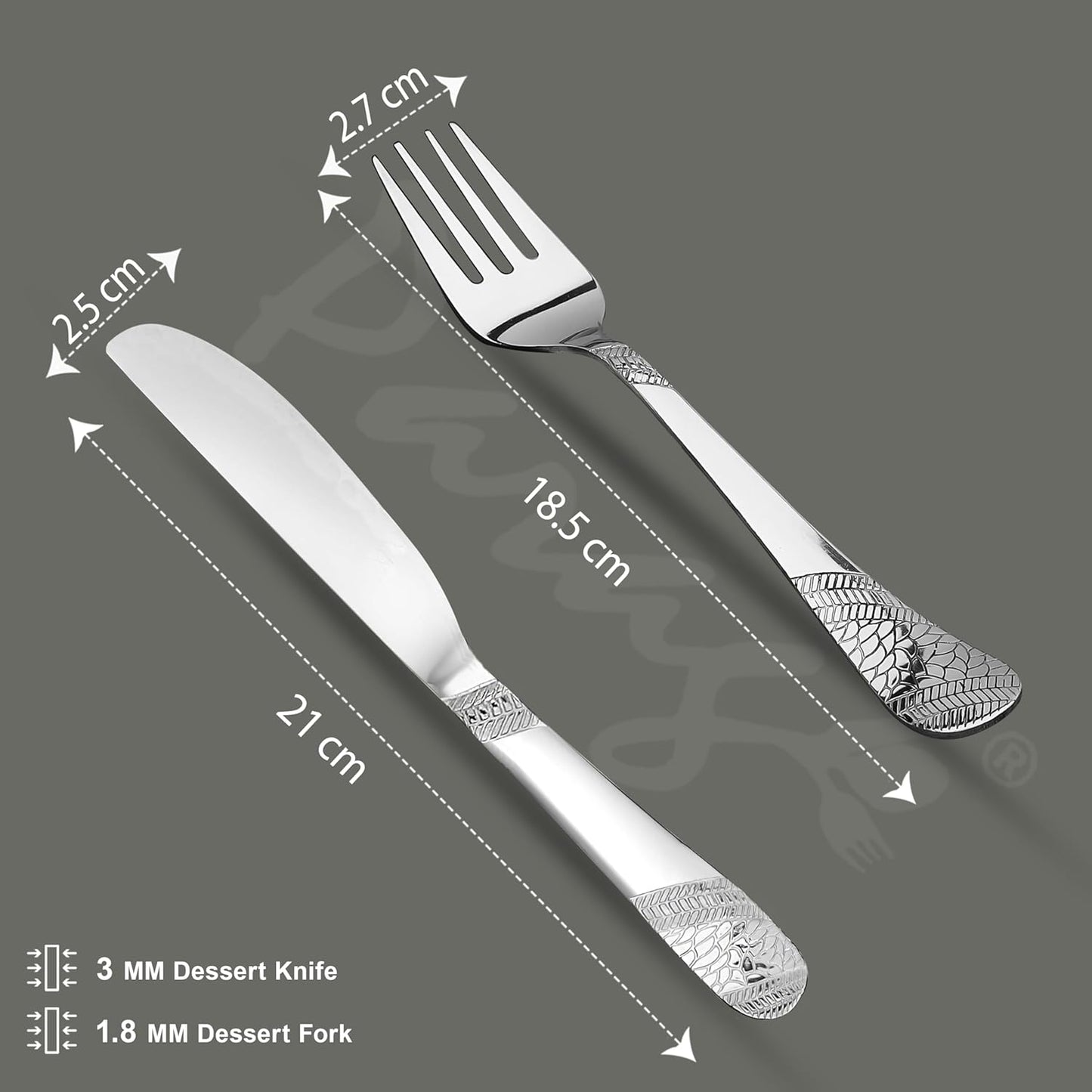 4pc Stainless Steel Knife Fork Set | 3mm Imperial | Silver