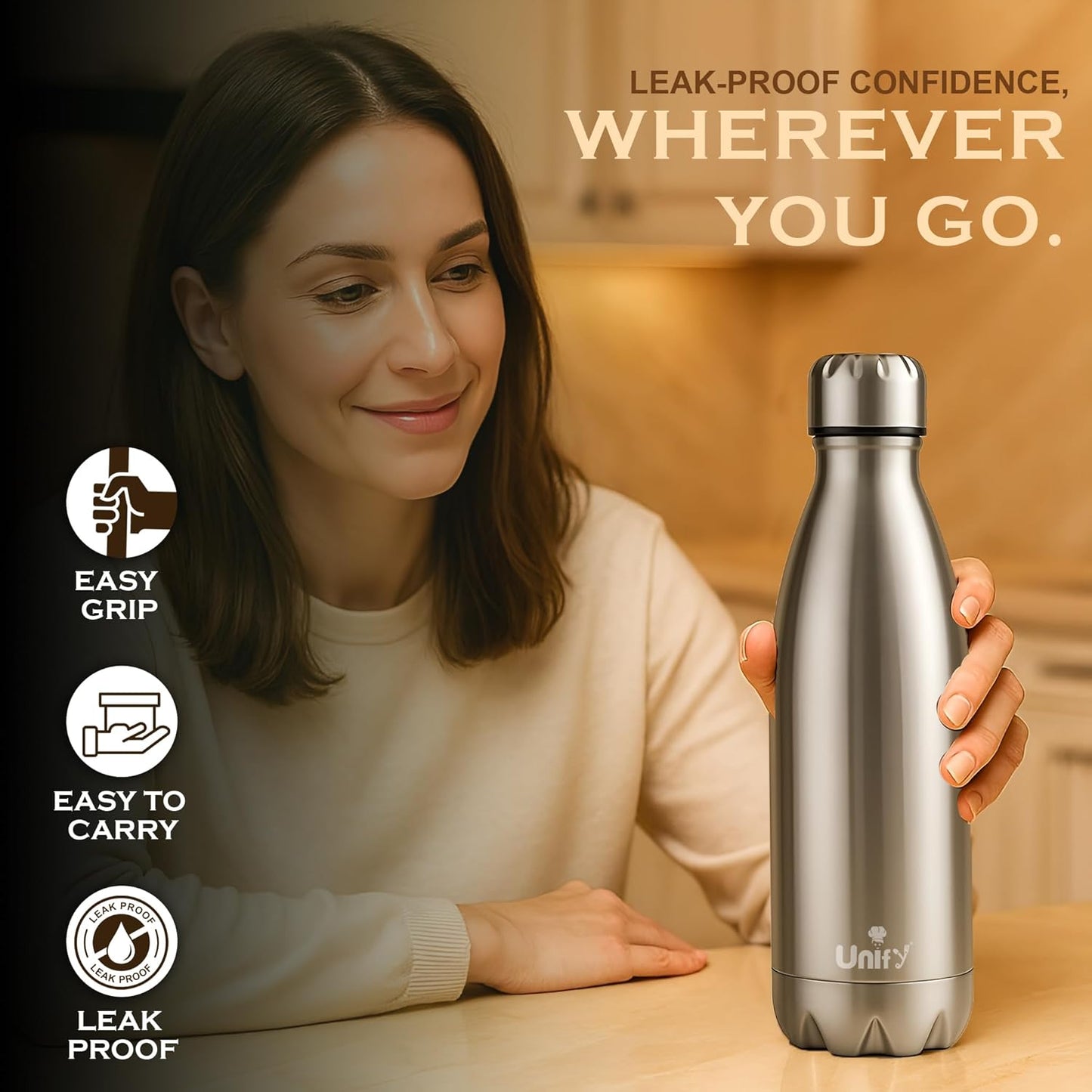 Thermosteel Hot & Cold Water Bottle 500ml | 304 SS Vacuum Insulated Flask | 24 Hrs Hot & Cold, Leak Proof
