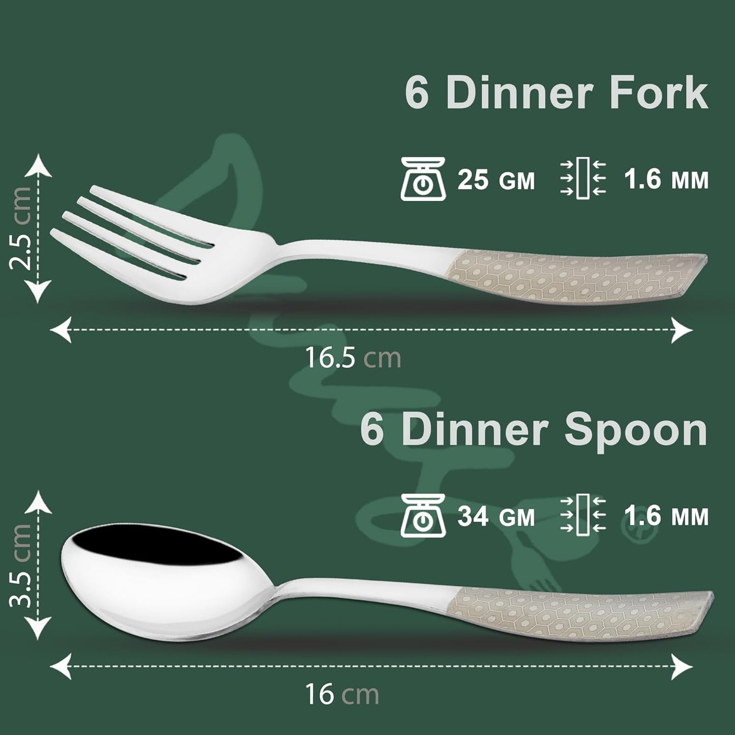 12 Pieces Stainless Steel Premium Cutlery Set – Dinner Spoons & Forks, Silver Dazzle