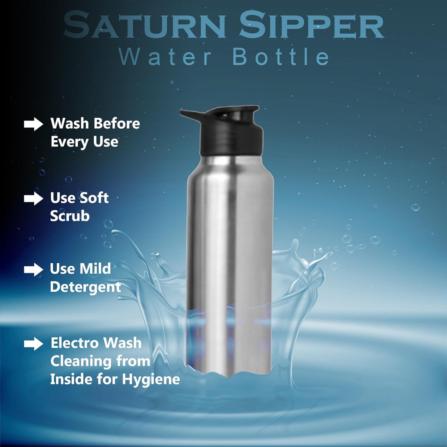 4pc Stainless Steel Sipper Bottles | 1L Saturn Silver