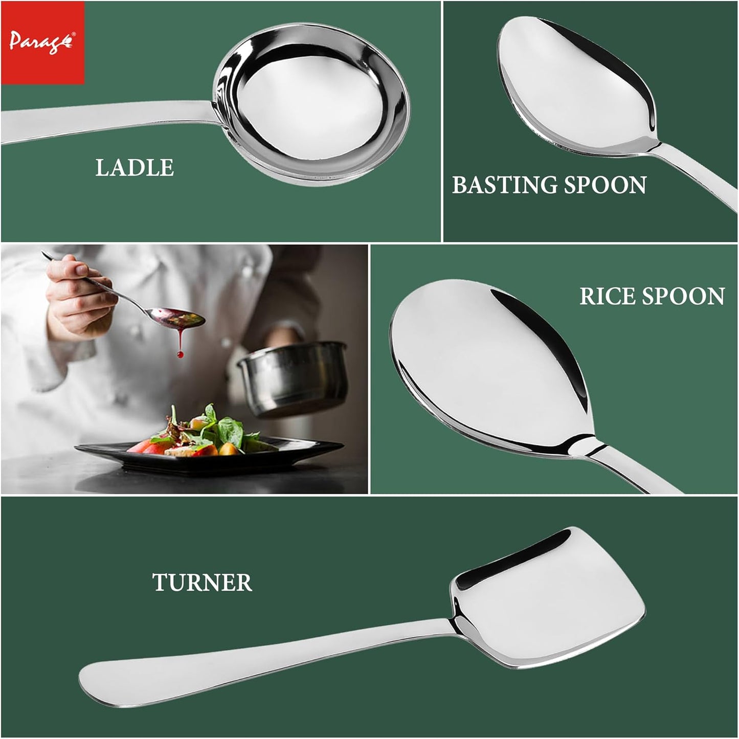 4-Piece Stainless Steel Serving Spoon Set | Heavy Gauge 1.8mm | Kitchen & Dining Use