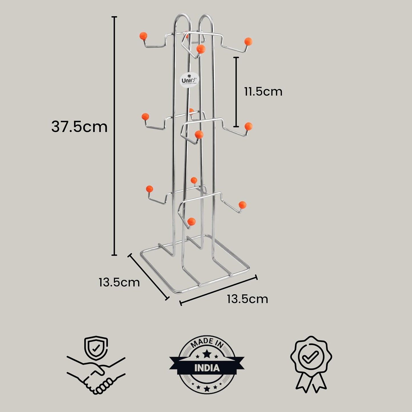 Stainless Steel Tabletop Cup Stand for 12 Cups | Heavy-Duty Tiered Holder Silver