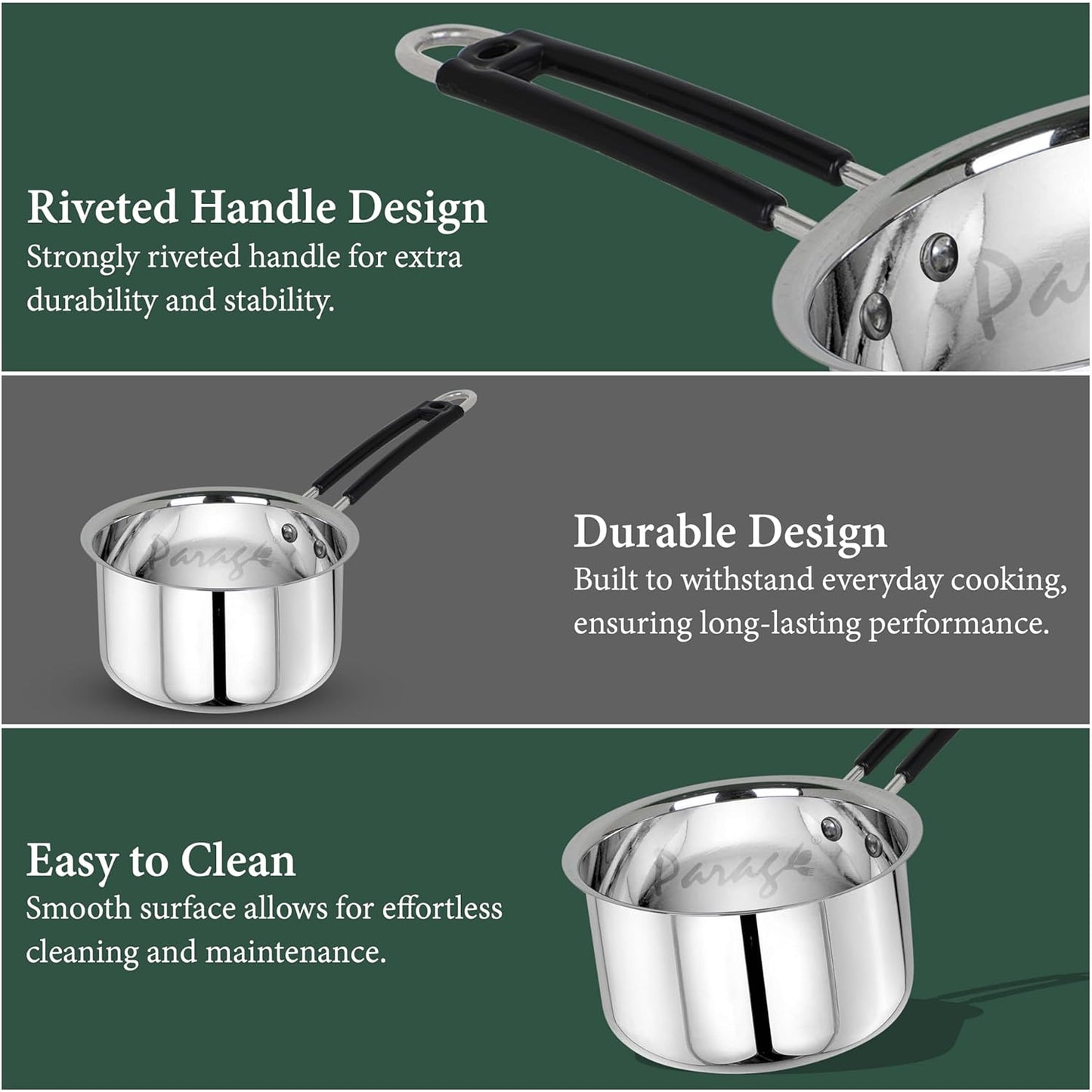 Stainless Steel Saucepan | 1L Heavy Gauge | Silver