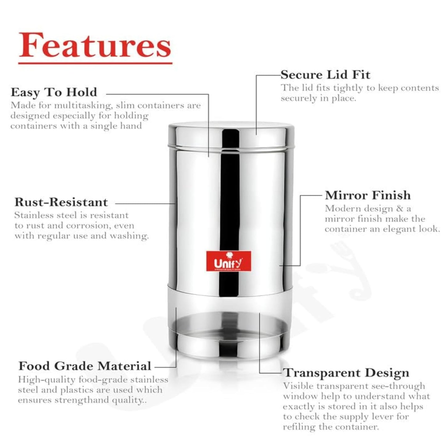 3 Pieces Stainless Steel Container Set, 900ML Airtight Jars for Home & Kitchen – Ideal for Spices, Food Grains, Nuts, Glossy Finish