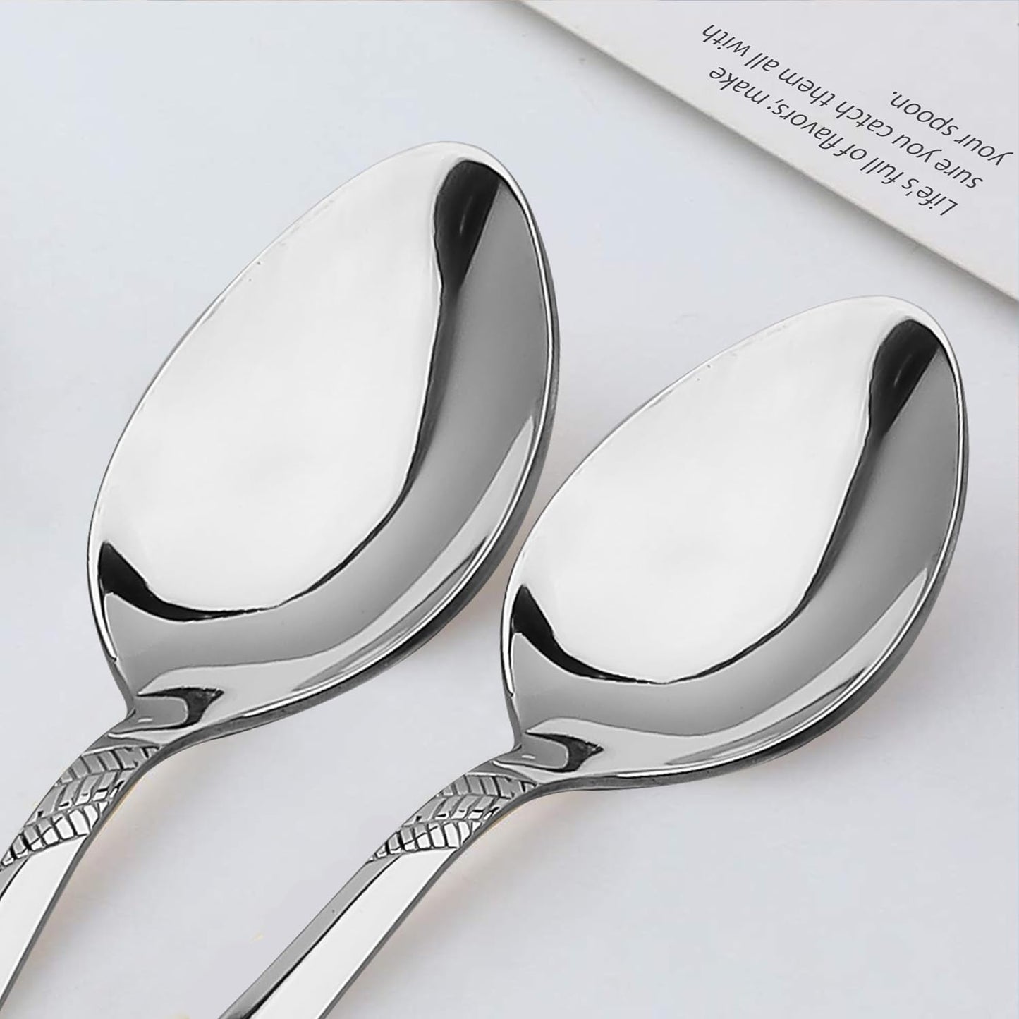 6 Pcs Stainless Steel Table Spoon Set – 18cm, Premium Large Spoons for Home & Kitchen, Luxury Tableware, Housewarming Gift, Silver, Imperial Design