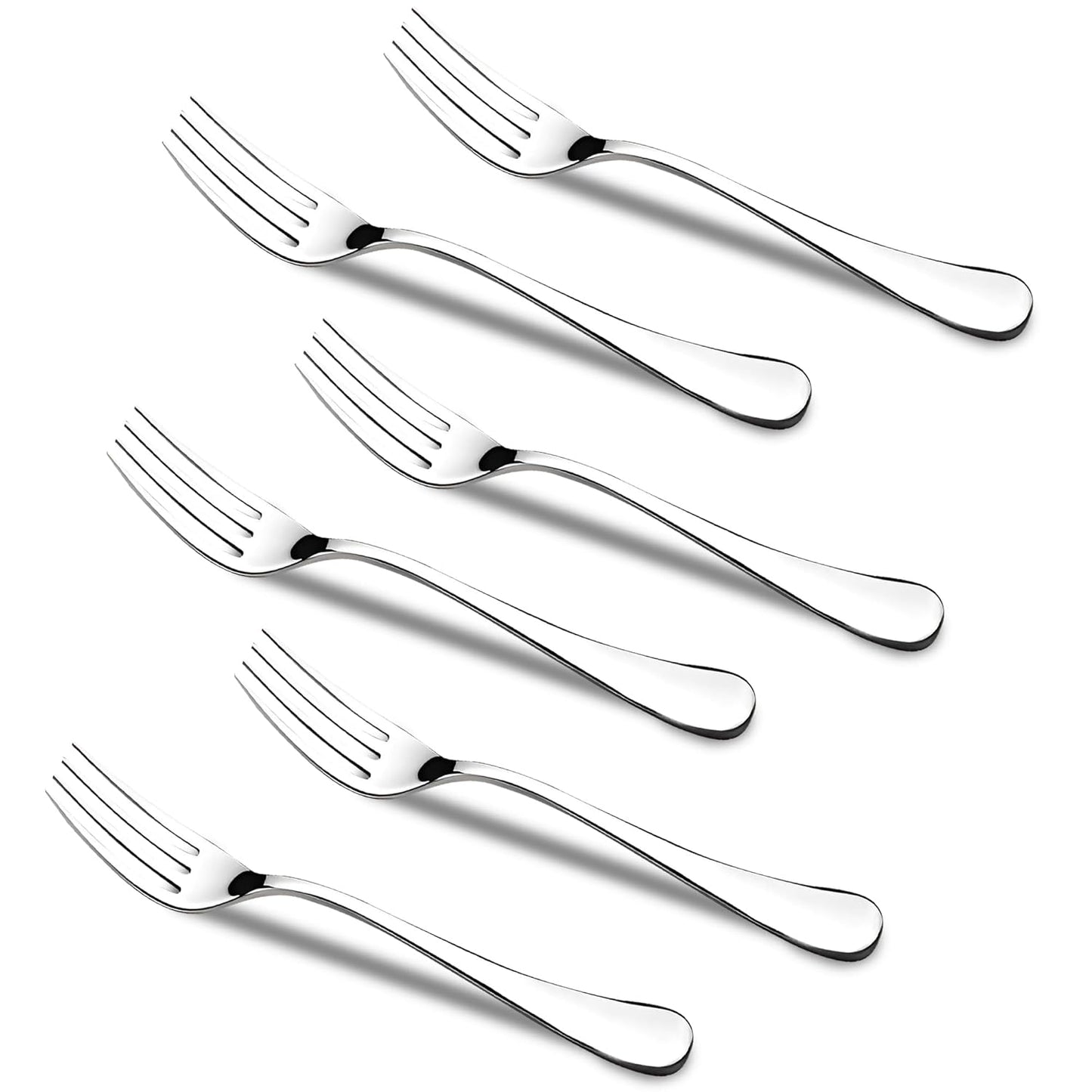 Stainless Steel Forks Set of 6, Fruit Forks for Dining Table, Silver Cutlery, 18.5 cm