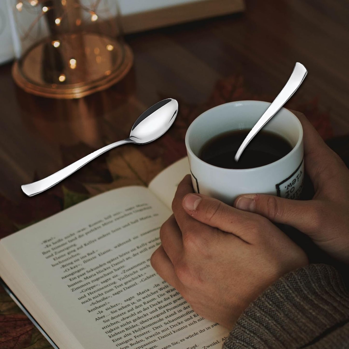 12 Pcs Stainless Steel Tea Spoon Set for Tea, Coffee, Sugar & Spices – Silver Small Spoons, 14.5cm, 1.8mm Thick