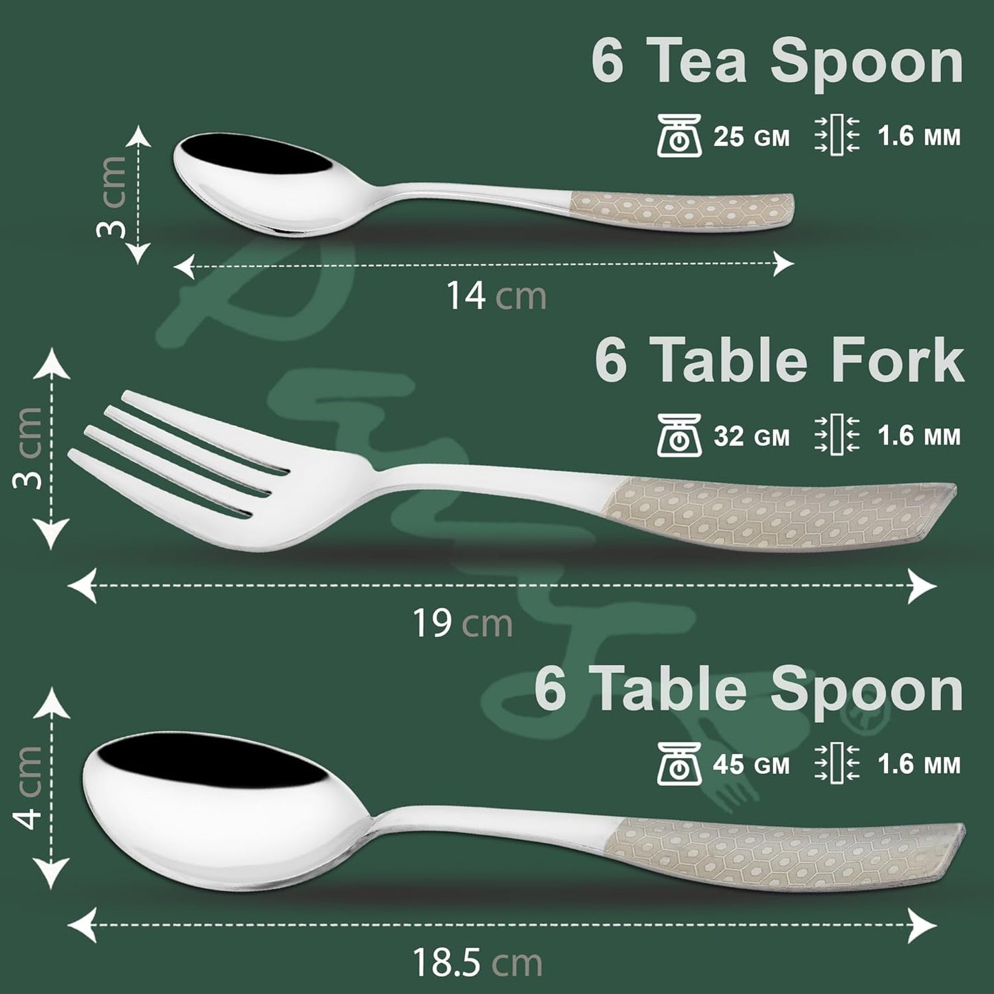 18 Pieces Stainless Steel Premium Cutlery Set – Spoons & Forks, Silver Dazzle Design