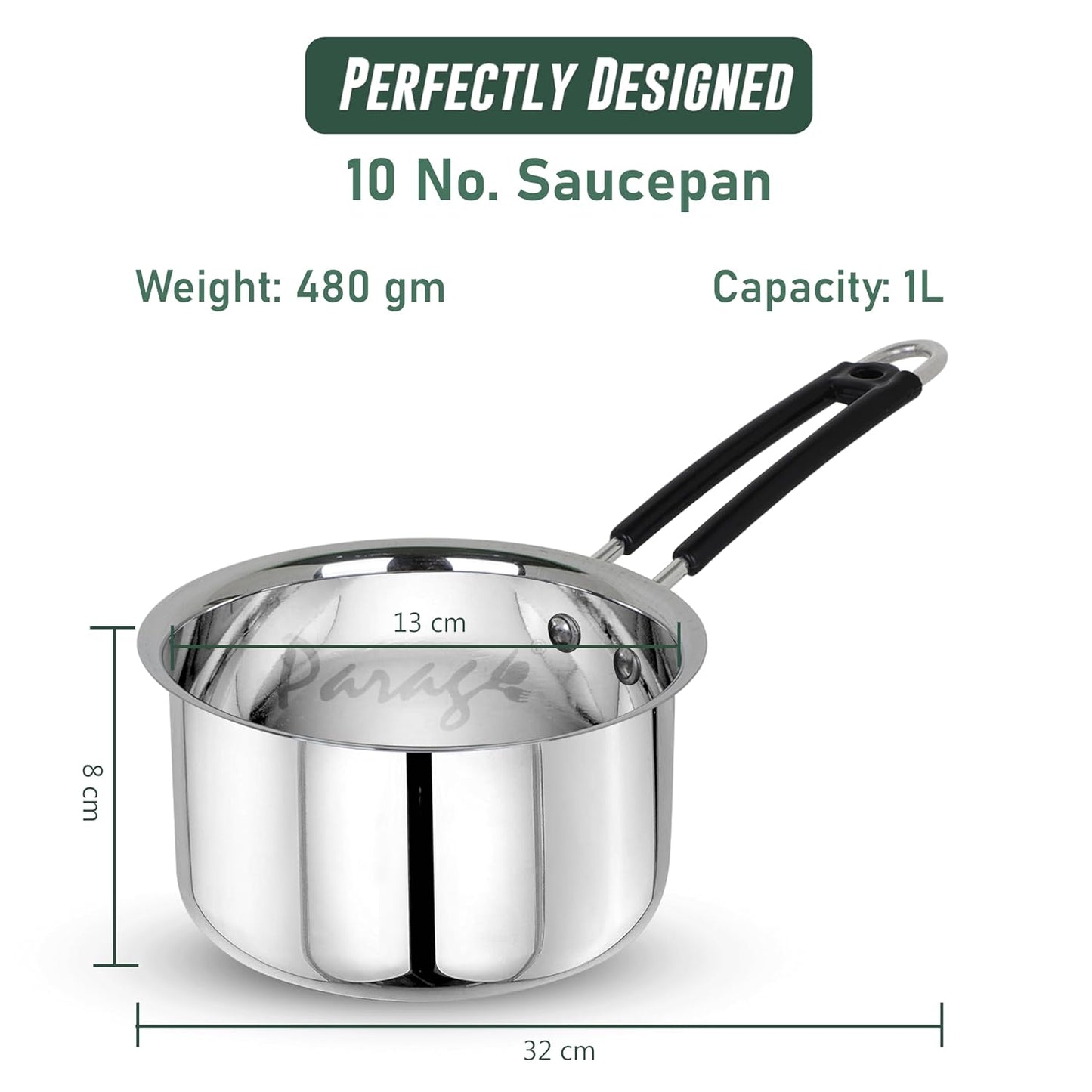 Stainless Steel Saucepan | 1L Heavy Gauge | Silver