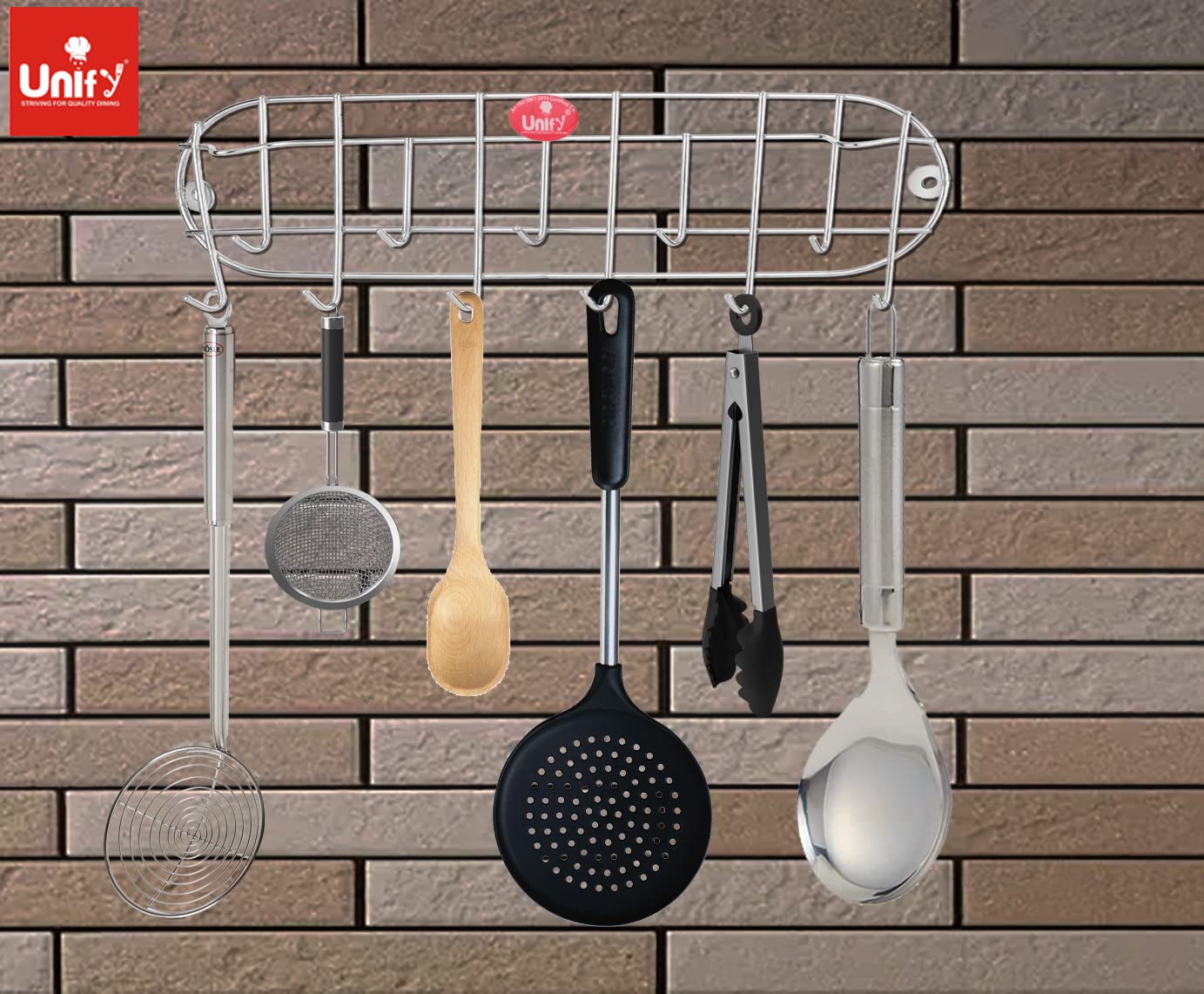 Stainless Steel Wall Cloth Hanger with 11 Hooks | Door Mounted Hook Rail for Bathroom & Kitchen | 36 cm, Silver