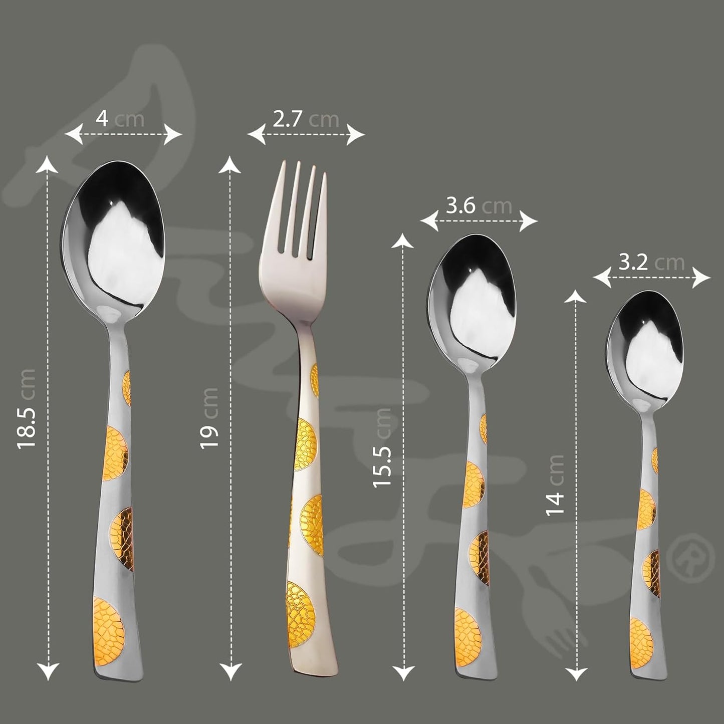 24pc Stainless Steel 24k Gold Cutlery | Spoons Forks | Dining