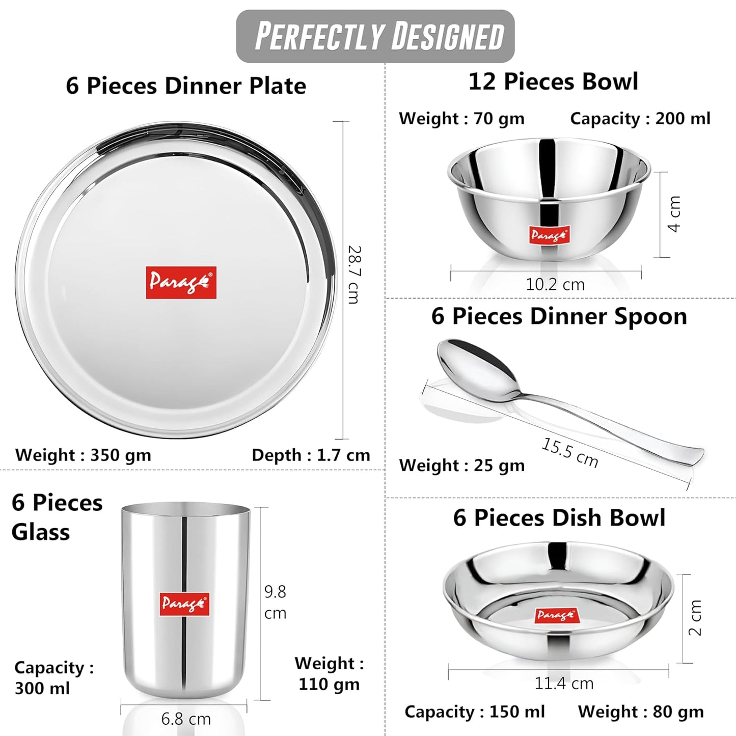 51pc Stainless Steel Dinner Set | Heavy Gauge | Serves 6