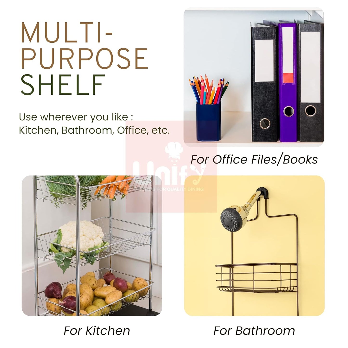 2 Tier Stainless Steel Kitchen Rack | Trolley Organizer & Storage Shelf Silver