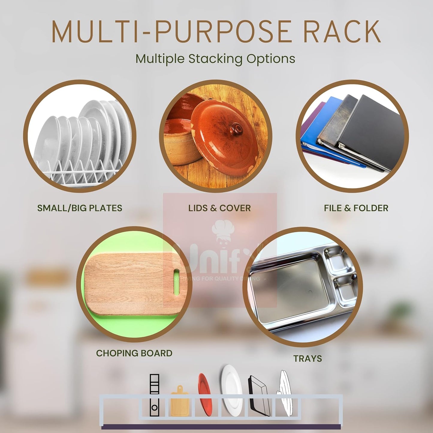 2 Pcs Stainless Steel Countertop Plate Stand | 6 Section Kitchen Rack & Holder (Silver)