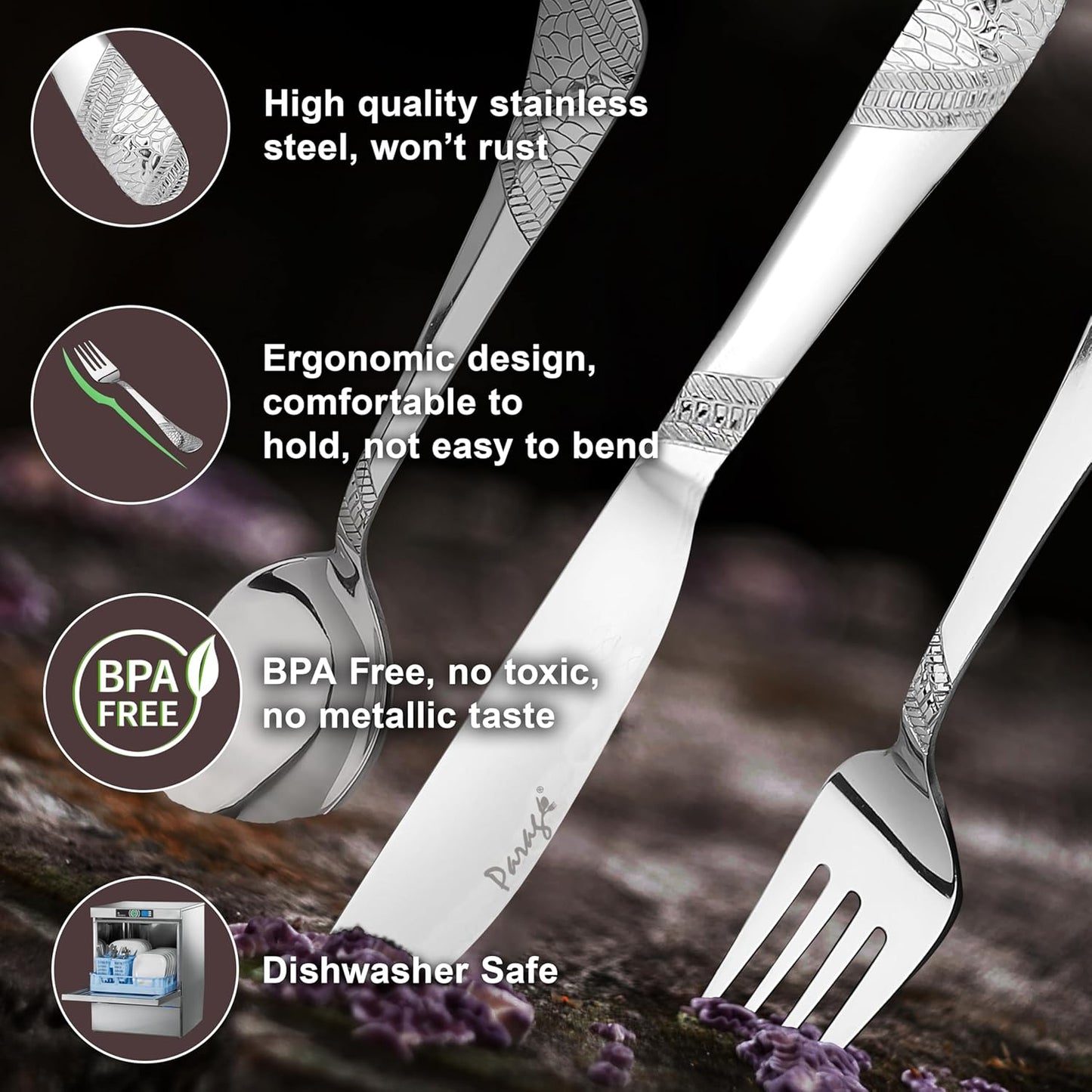 6pc Stainless Steel Knife Fork Spoon | 3mm Imperial | Silver