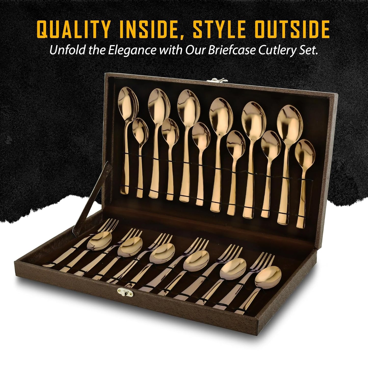 24pc Stainless Steel Rose Gold Cutlery | Gift Box | PVD Rose