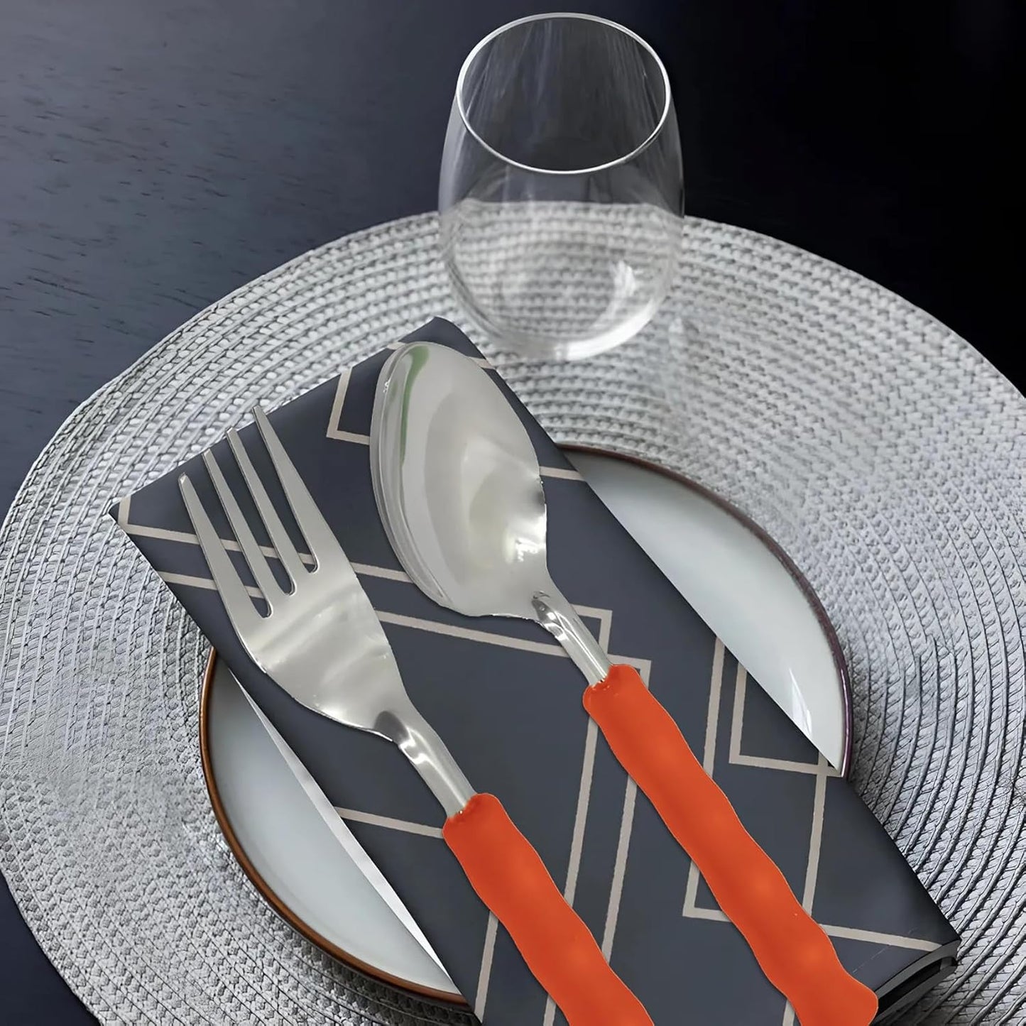 25 Pieces Stainless Steel Cutlery Set with Red Storage Box & Spoon Stand – Includes 6 Table Spoons, 6 Forks, 6 Soup Spoons, 6 Tea Spoons, 1 Stand for Kitchen & Dining