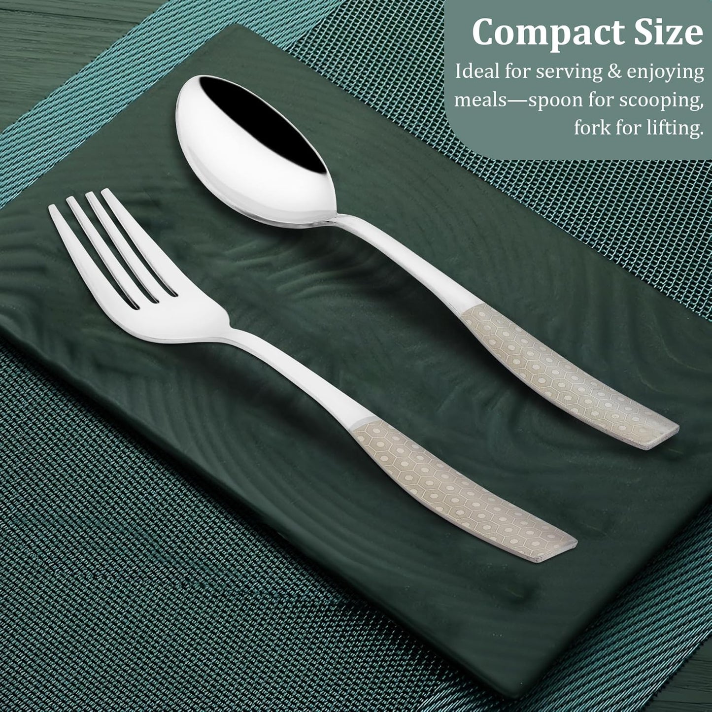 12 Pieces Stainless Steel Premium Cutlery Set for Home & Kitchen – Includes 6 Table Spoons & 6 Table Forks, Luxury Dining Tableware, Laser Chammach Set, Silver Dazzle Design