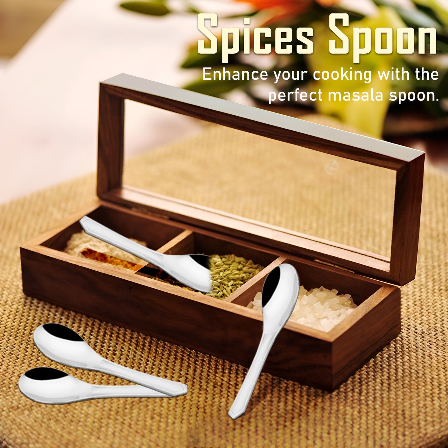 12 Pcs Stainless Steel Small Spoon Set | 9 cm Mini Masala & Spice Spoons