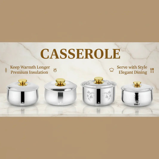 Serve in Style – Experience the Timeless Luxury of Inox Hammered Stainless Steel Insulated Casseroles