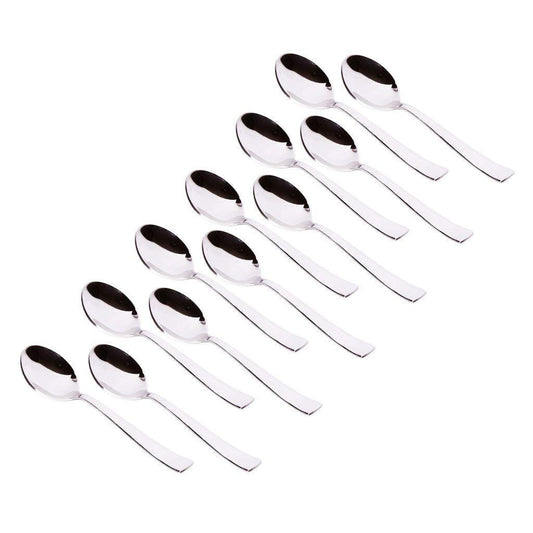 12 Pcs Stainless Steel Tea Spoon Set for Tea, Coffee, Sugar & Spices – Silver Small Spoons, 14.5cm, 1.8mm Thick