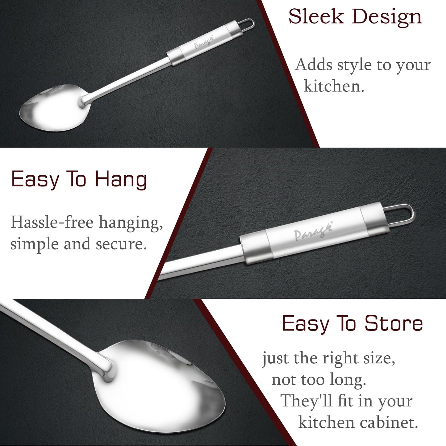 Stainless Steel Basting Spoon 35.5cm for Rice, Pasta & Curry | Kitchen Serving Tool
