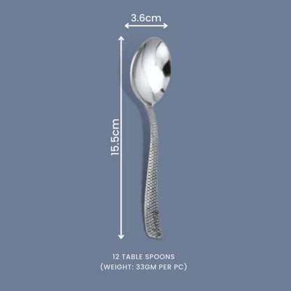 12 Pcs Stainless Steel Dinner Spoon Set with Zig Zag Design for Home & Kitchen