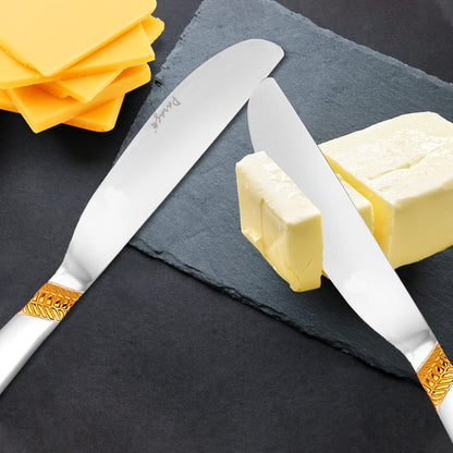 3-Piece Stainless Steel 24k Gold Butter Knife Set, Luxury Dining & Jam Spreader, Gift3PPIMPLDOLDDK1 2