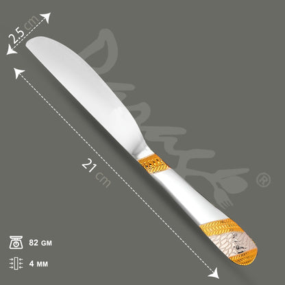 3-Piece Stainless Steel 24k Gold Butter Knife Set, Luxury Dining & Jam Spreader, Gift3PPIMPLDOLDDK1 3