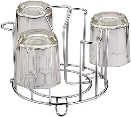 Stainless Steel Glass Holder Stand | 6 Glass Tumbler Rack for Kitchen Chrome