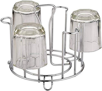Stainless Steel Glass Holder Stand | 6 Glass Tumbler Rack for Kitchen Chrome
