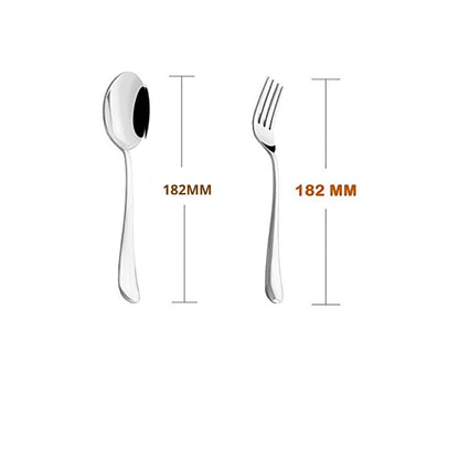 6-Piece Stainless Steel Spoon & Fork Set | Round Edge Tableware, Silver