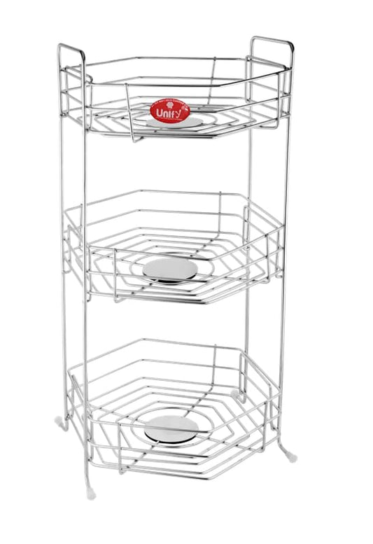 Stainless Steel 3 Tier Fruits and Vegetables Basket for Kitchen Storage, Rack Organizer for Home & Pantry (Hexa)